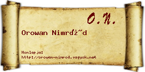 Orowan Nimród névjegykártya